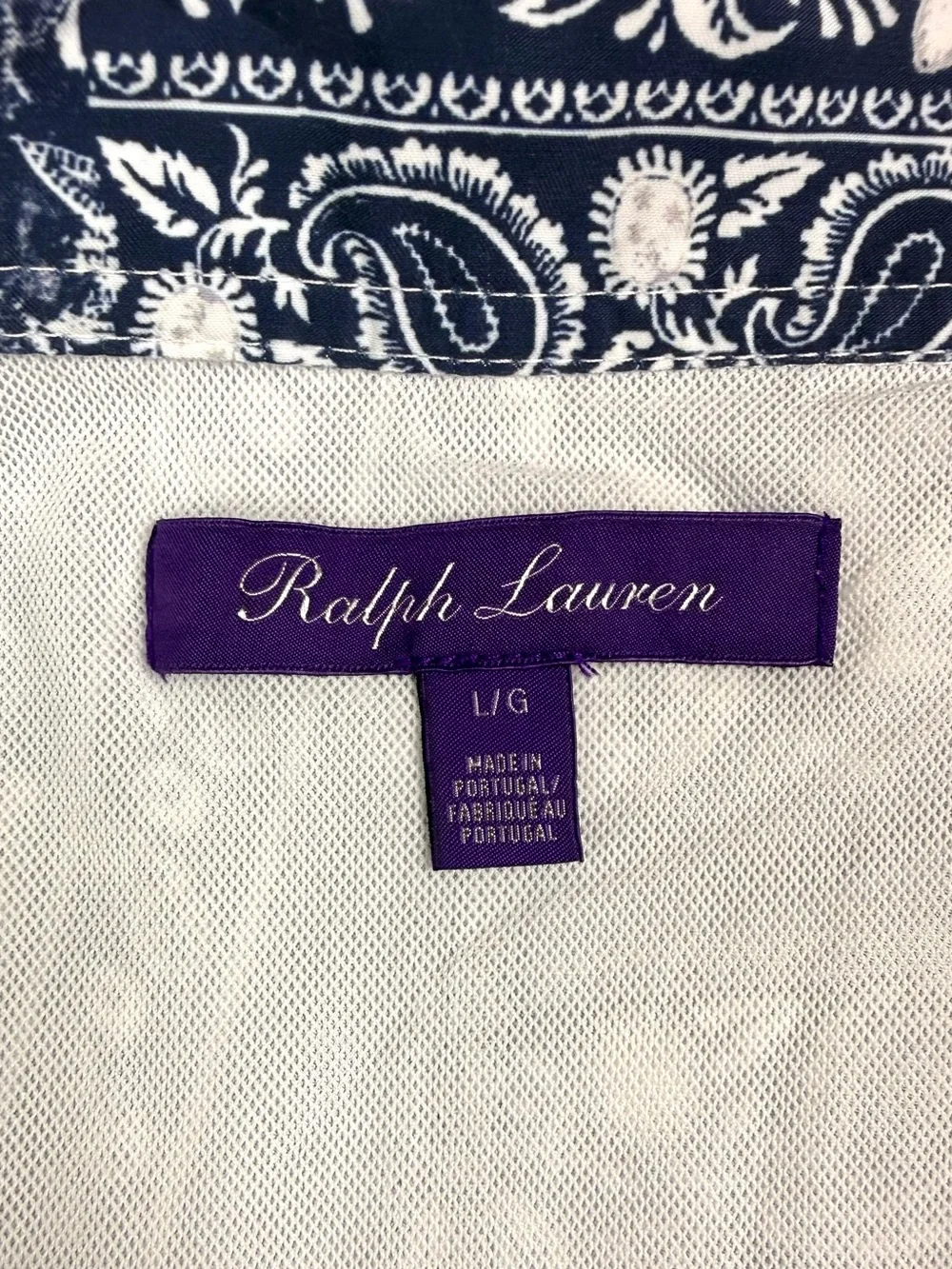 Ralph Lauren Purple Label Mayfair Swim Trunks Blue Bandana Paisley Patchwork L